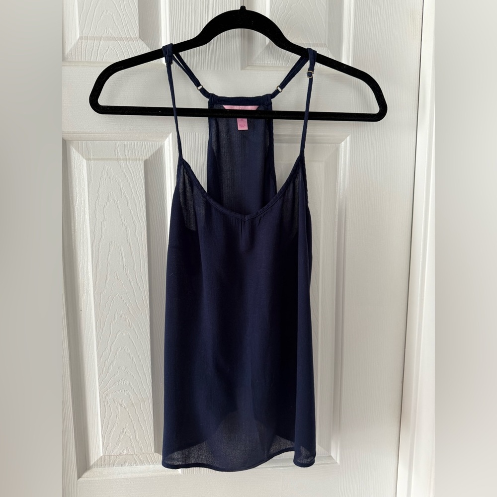 Lilly Pulitzer navy silk tank top size XS